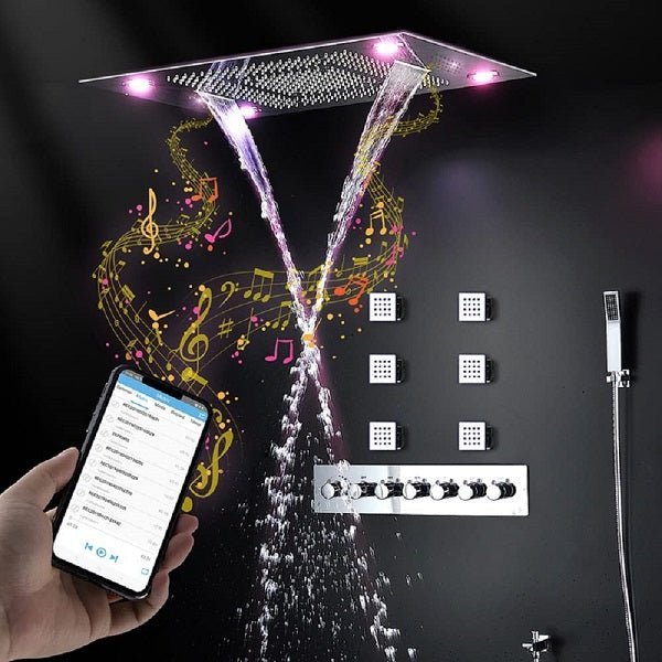 Enhance Your Shower Experience with the Cascada Luxurious Design 23"x31" Music LED Shower System - Cascada Showers