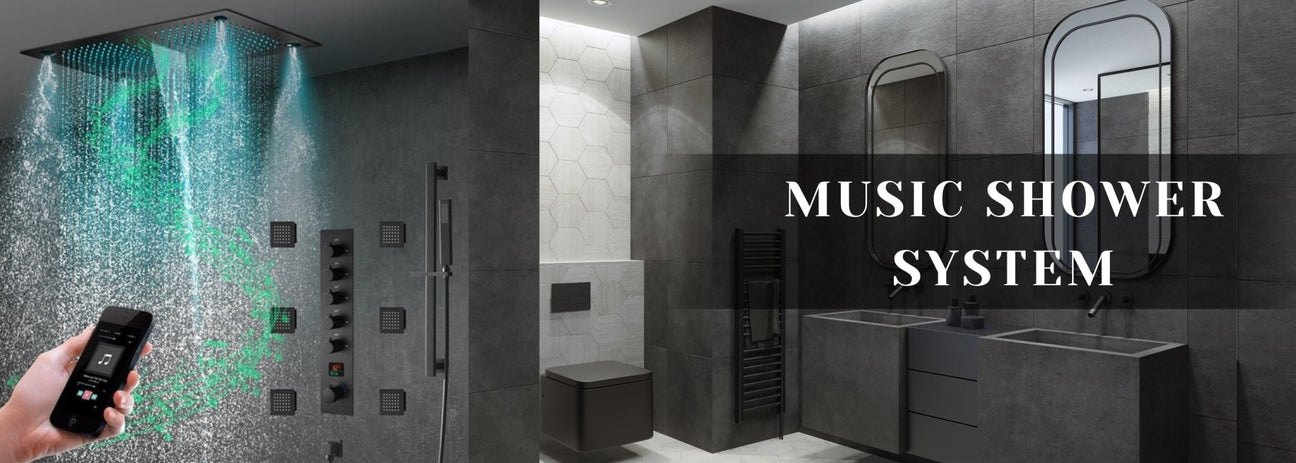 luxury shower system, led shower, luxury shower, waterfall shower system, shower faucet system, music shower head, fancy shower, shower systems, shower spa system, shower with lights and music