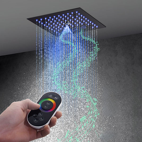 Cascada Royale Recessed 12" LED Music Shower Head with Rainfall & Spa Mist