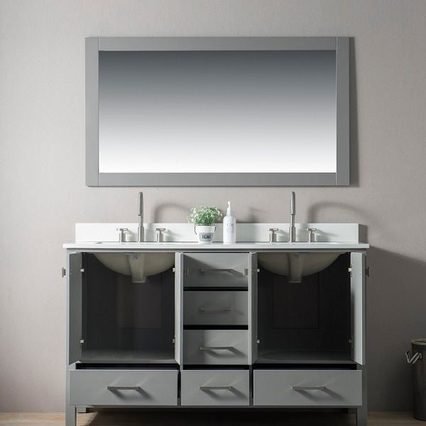 60" Freestanding Vanity with Double Sink & Marble Top by Cascada Showers