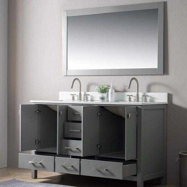 60" Freestanding Vanity with Double Sink & Marble Top by Cascada Showers