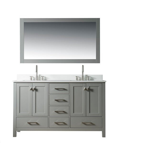 60" Freestanding Vanity with Double Sink & Marble Top by Cascada Showers