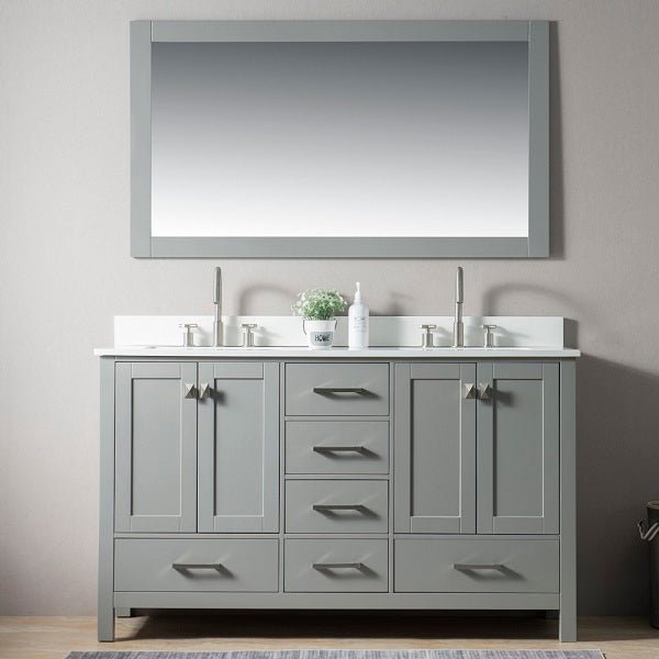60" Freestanding Vanity with Double Sink & Marble Top by Cascada Showers