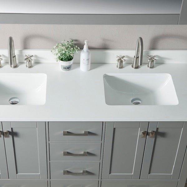 60" Freestanding Vanity with Double Sink & Marble Top by Cascada Showers