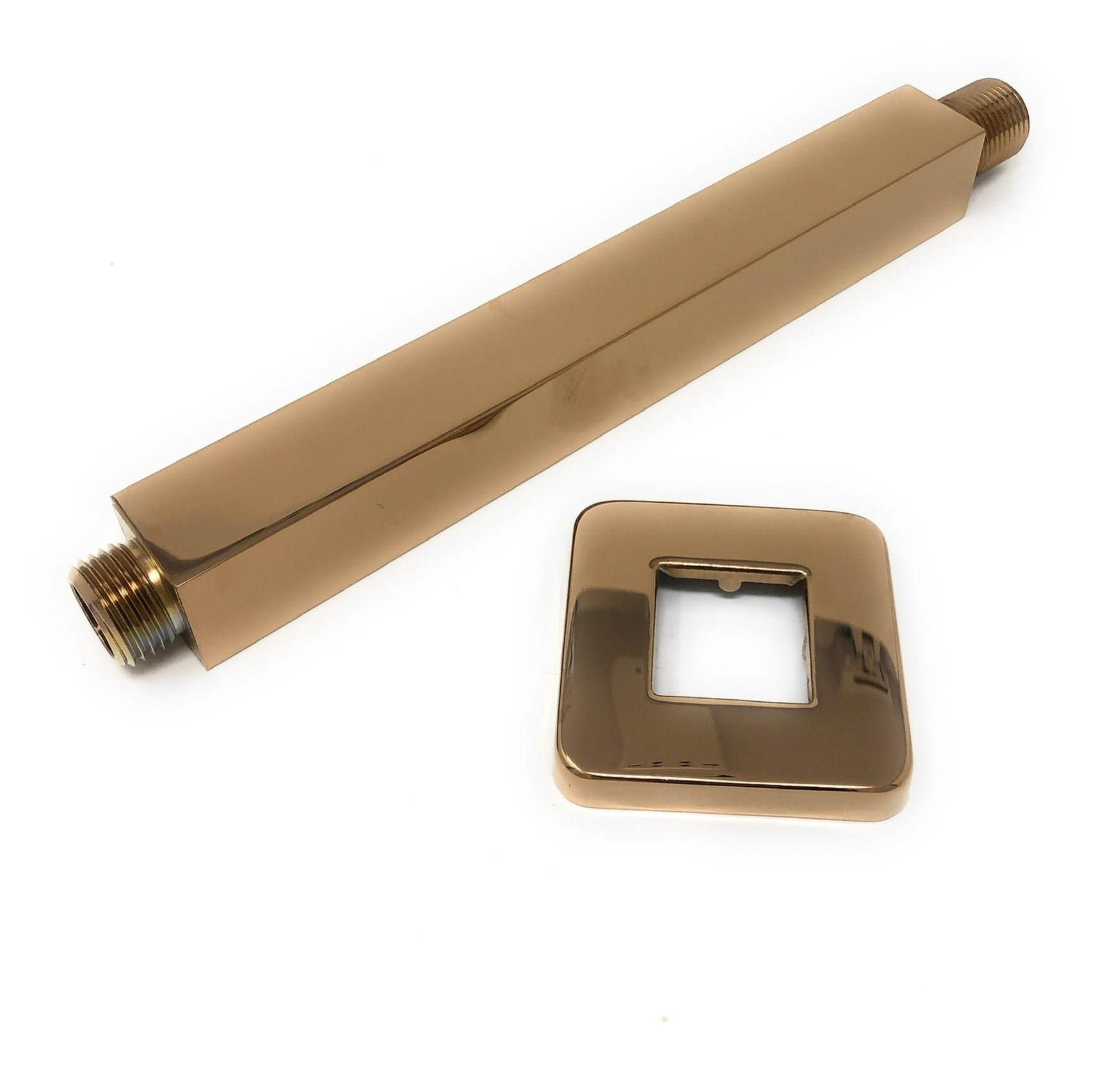 Square ceiling mount shower arm Rose Gold with adjustable wall flang