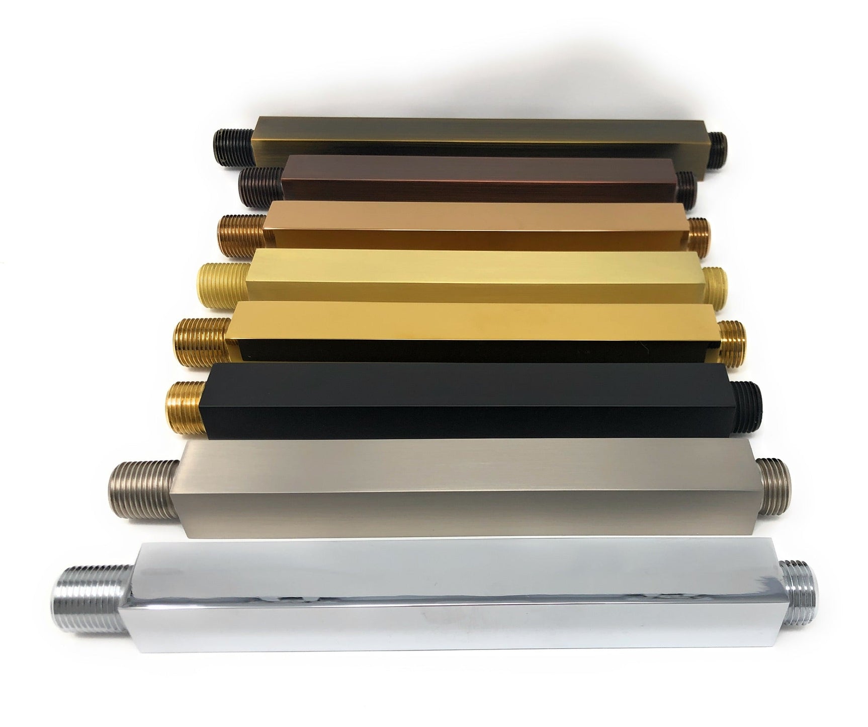 8 inch square ceiling shower arm available in chrome brushed nickel matte black brushed gold oil rubbed bronze