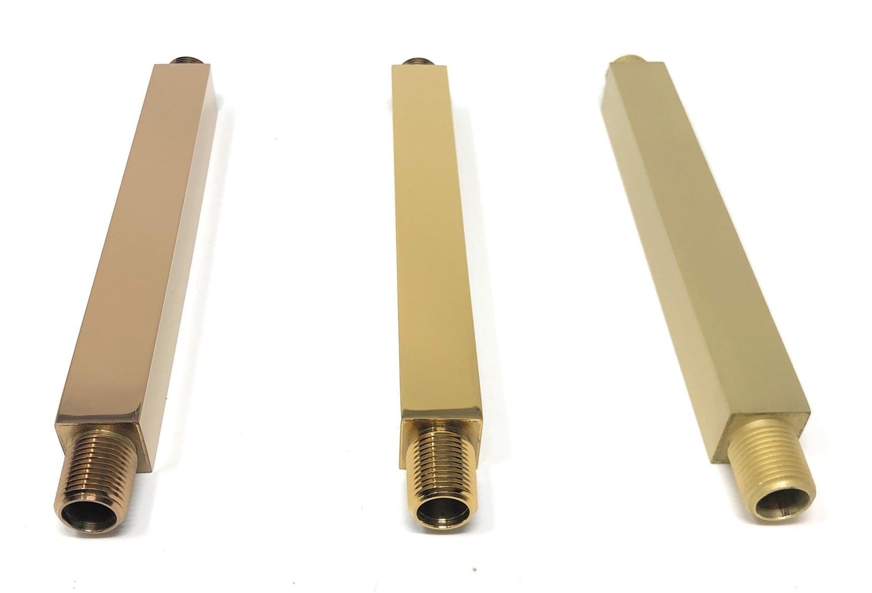 Square ceiling mounted shower arm 3 finish options solid brass construction