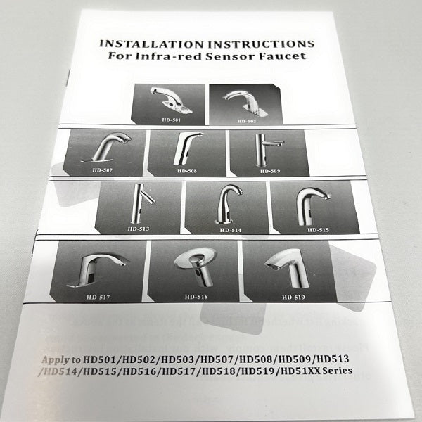 Installation instructions for infra-red sensor faucet of EcoMotion sensor faucet