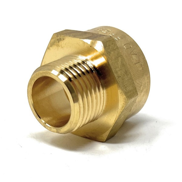 Metric BSPP to NPT brass adapter for 1" to 1.25" pipe fittings