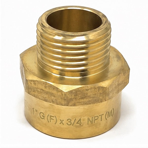 1 inch BSPP female to 3/4 inch NPT male brass plumbing adapter
