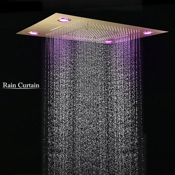 Cascada LED Shower Head Displaying Spa Mist Mode with Ambient Lighting
