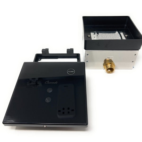 Flush valve infrared sensor area in polished glass finish