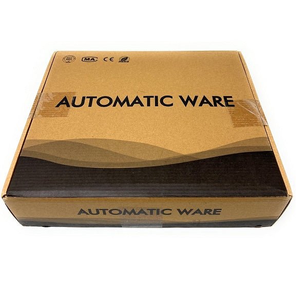 Cardboard box with 'Automatic Ware' branding of AquaSense sensor faucet