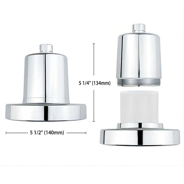 Cascada Filtered Showerhead side view with measurements
