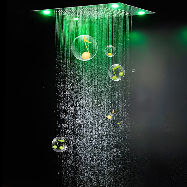 Color LED control panel for smart recessed shower system