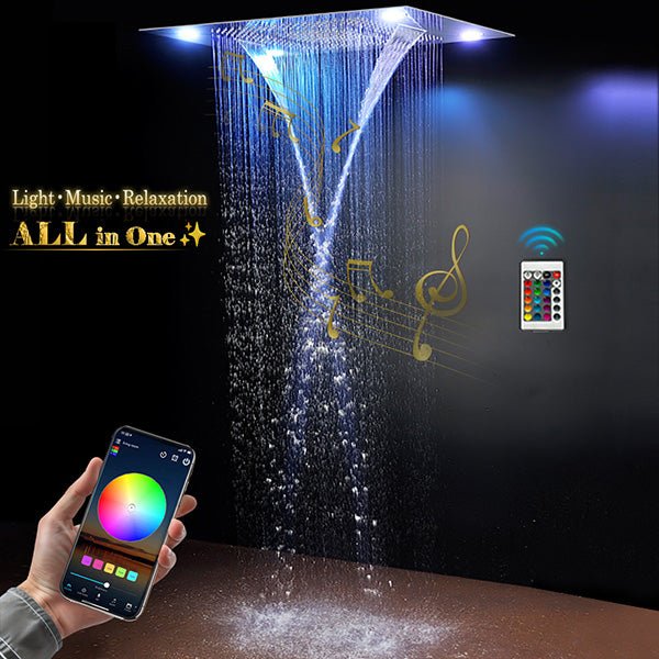 Mounted luxury shower head with smart remote and app support