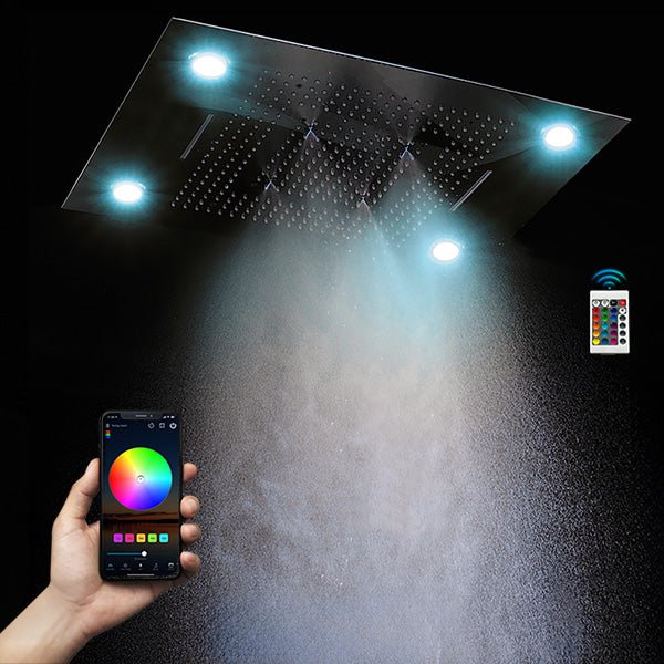 Modern Recessed LED Shower Head with App Control and Smart Home Compatibility