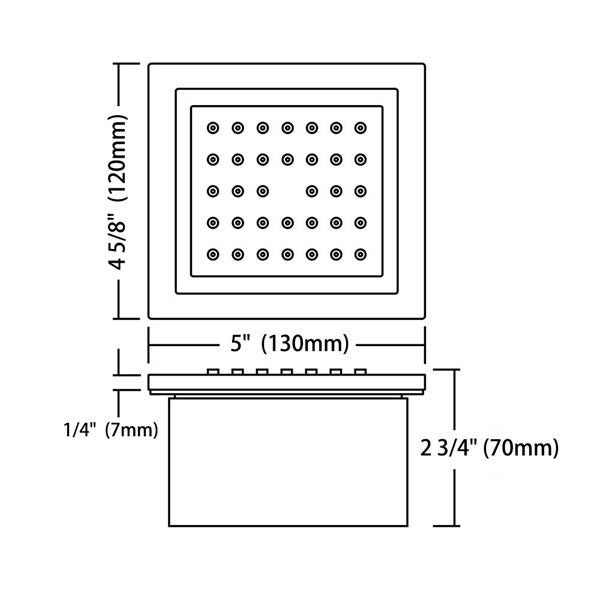 Cascada 4" Square (34-Nozzle) Body Spray Jet Shower