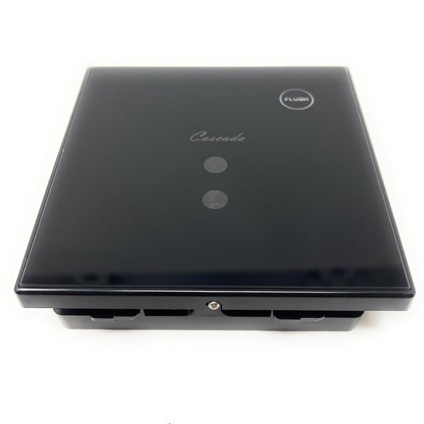 Concealed sensor urinal flush valve with sleek glass panel design