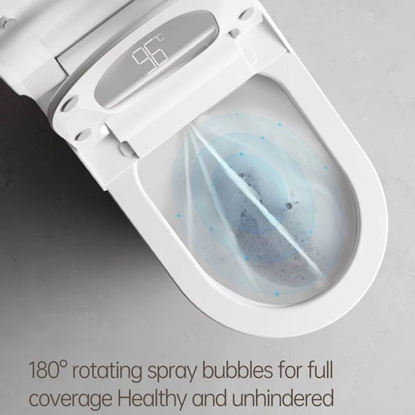 White bidet attachment with digital display on a gray background