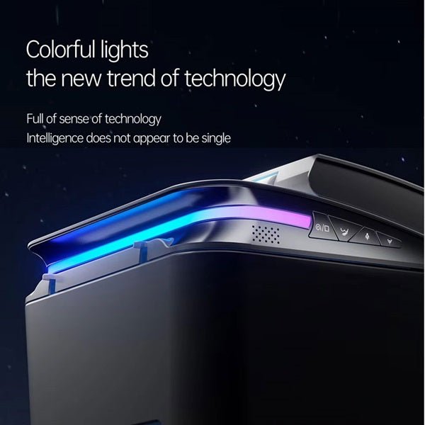 Modern electronic device with colorful lights on a dark background