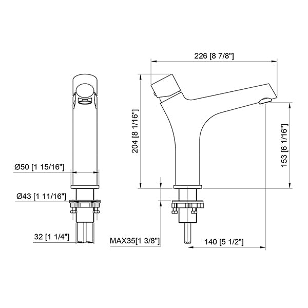 Cascada Andria Single Hole Bathroom Sink Faucet (Hot & Cold) - Cascada Showers