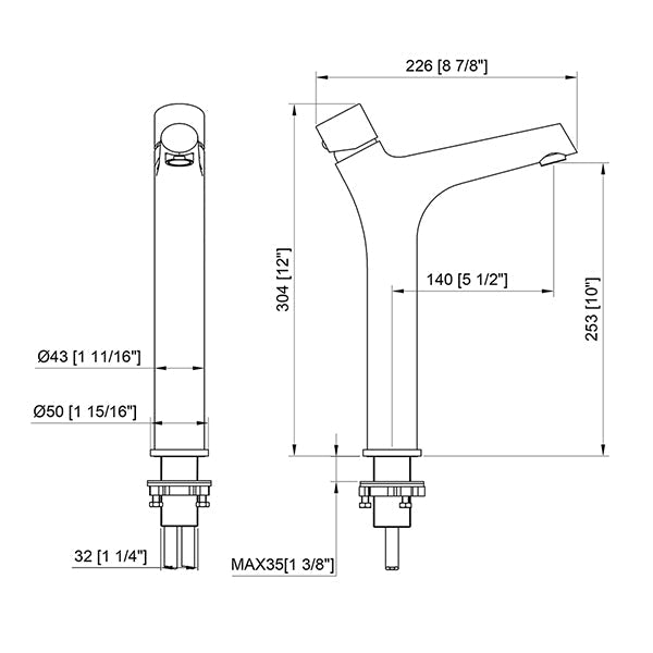Cascada Andria Vessel Bathroom Sink Faucet (Hot & Cold) - Cascada Showers