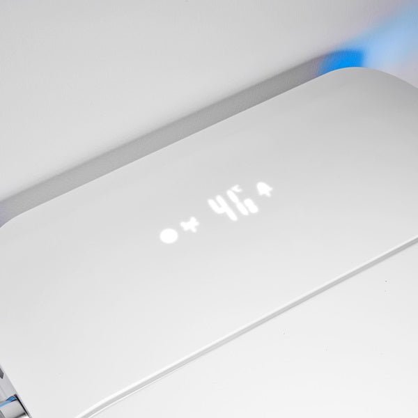 Digital display showing SPA wash mode activated on Annecy smart toilet for relaxing pulsating bidet experience