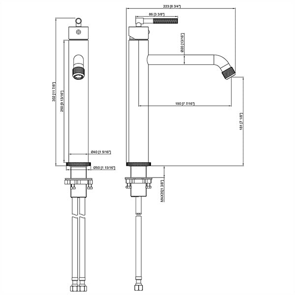 Cascada Arezzo Single Handle Vessel Bathroom Sink Faucet (Hot & Cold) - Cascada Showers