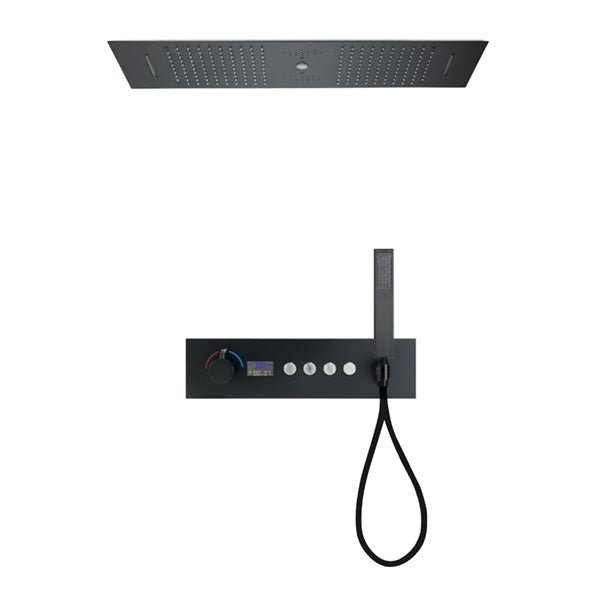 Cascada Artemisia 12"x36" Matte Black LED Music Digital Large Shower System - Cascada Showers