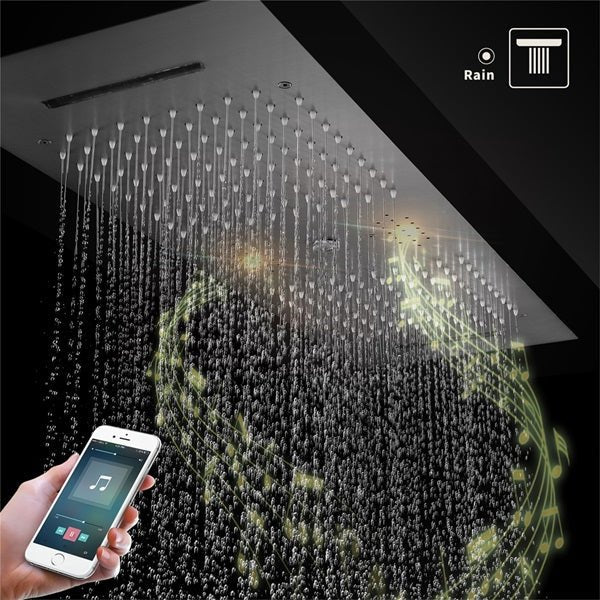 Cascada Artemisia 12"x36" Matte Black LED Music Digital Large Shower System - Cascada Showers