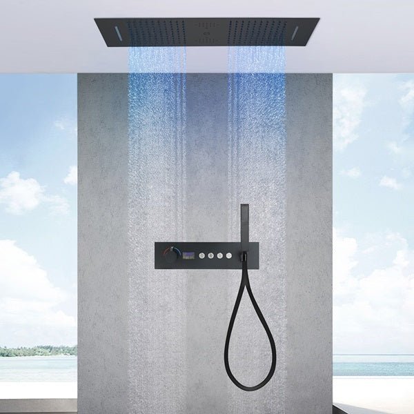 Cascada Artemisia 12"x36" Matte Black LED Music Digital Large Shower System - Cascada Showers