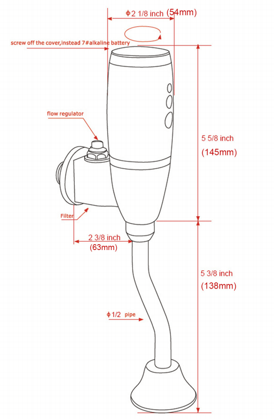 Cascada Automatic Sensor Toilet Urinal Flush Valve Intelligent Faucet Infrared Wall Mounted (Round)