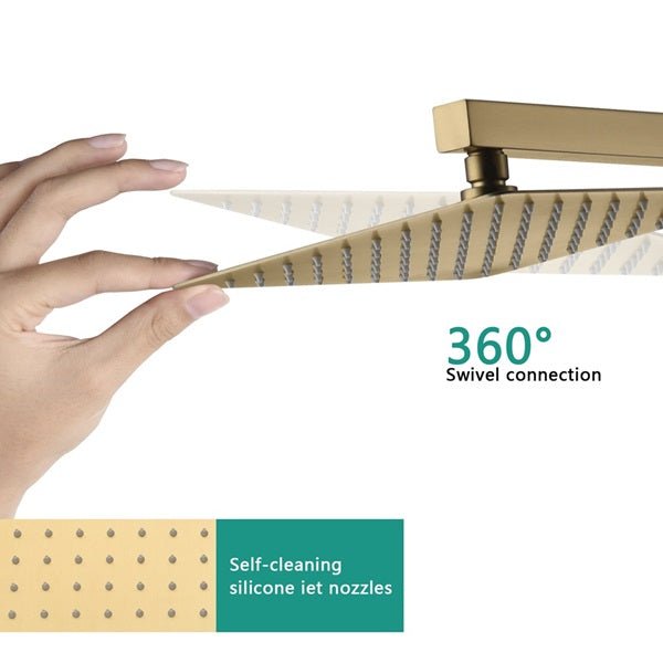 Cascada Barcelona 12" Brushed Gold Rain Shower Set - Cascada Showers