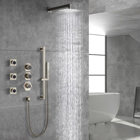 Cascada Barcelona 12" Brushed Nickel Rain Shower Set - Cascada Showers