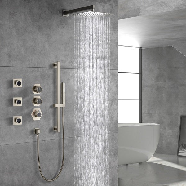Cascada Barcelona 12" Brushed Nickel Rain Shower Set - Cascada Showers