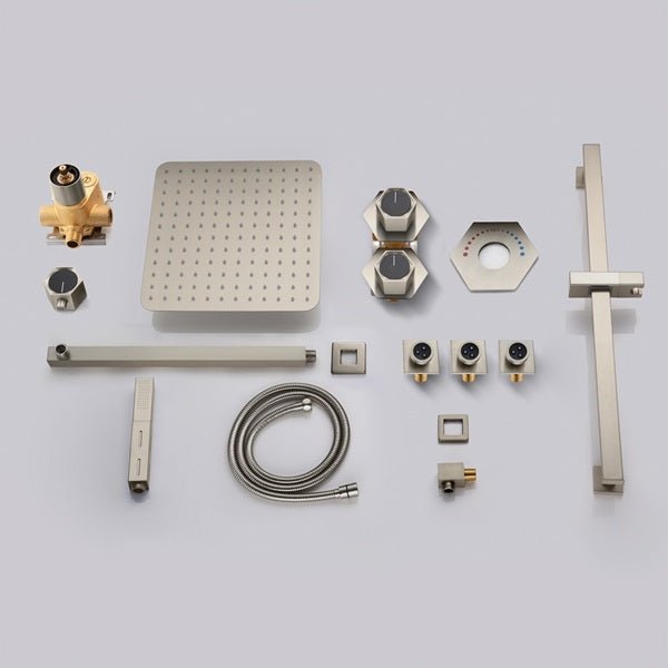 Cascada Barcelona 12" Brushed Nickel Rain Shower Set - Cascada Showers