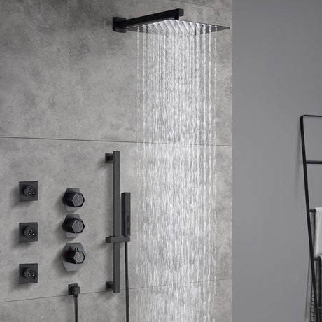 Cascada Barcelona 12" Matte Black Rain Shower Set - Cascada Showers