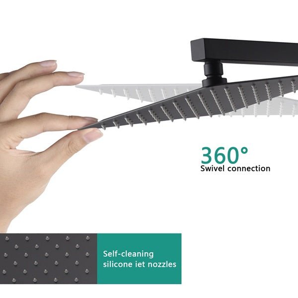 Cascada Barcelona 12" Matte Black Rain Shower Set - Cascada Showers