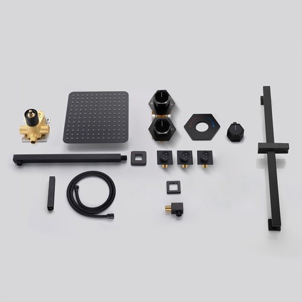 Cascada Barcelona 12" Matte Black Rain Shower Set - Cascada Showers