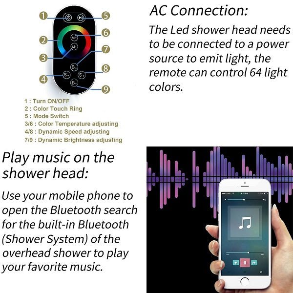 Modern handheld showerhead with Remote Control Feature