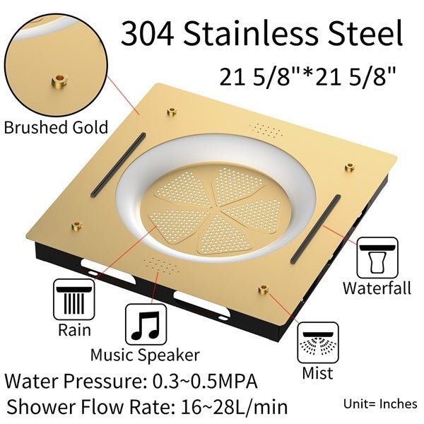 Wall-mounted 10-inch adjustable rainfall shower head with angled arm