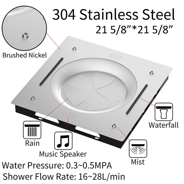 Cascada Bellagio 22" LED Music Dual Rainfall Shower System