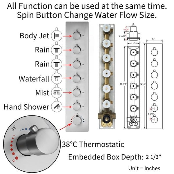 Schematic of water flow paths for different spray modes