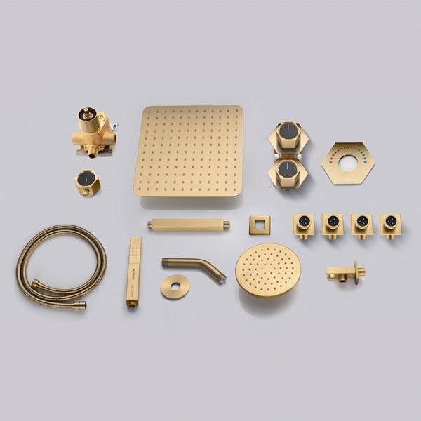 Cascada Bilbao 16" Brushed Gold Dual Shower Head System - Cascada Showers