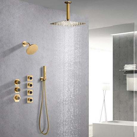 Cascada Bilbao 16" Brushed Gold Dual Shower Head System - Cascada Showers