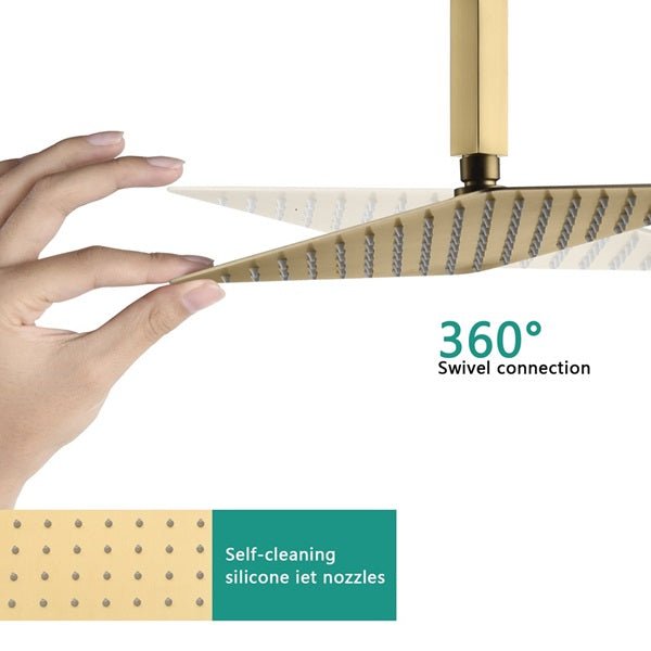 Cascada Bilbao 16" Brushed Gold Dual Shower Head System - Cascada Showers