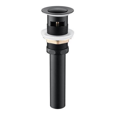 Matt black push button drain stopper with detachable strainer basket for modern sinks