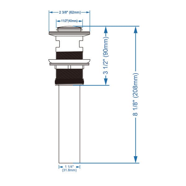 Bathroom sink drain with electroplated brass body, designed for quick water flow