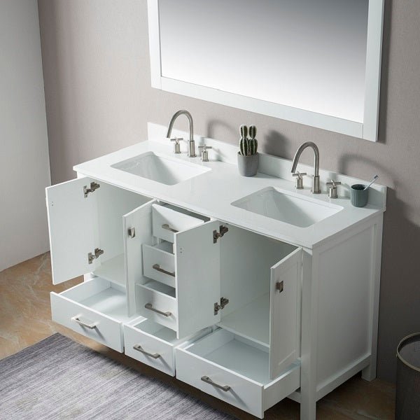 Cascada California 60" Modern Freestanding Bathroom Vanity – Luxury Double Sink Design with Storage